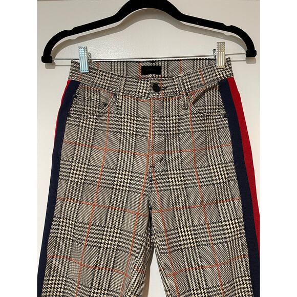 Mother Denim The Insider Ankle Plaid Orange/Black Flare Pants 28" Inseam Size 24 - Picture 5 of 15